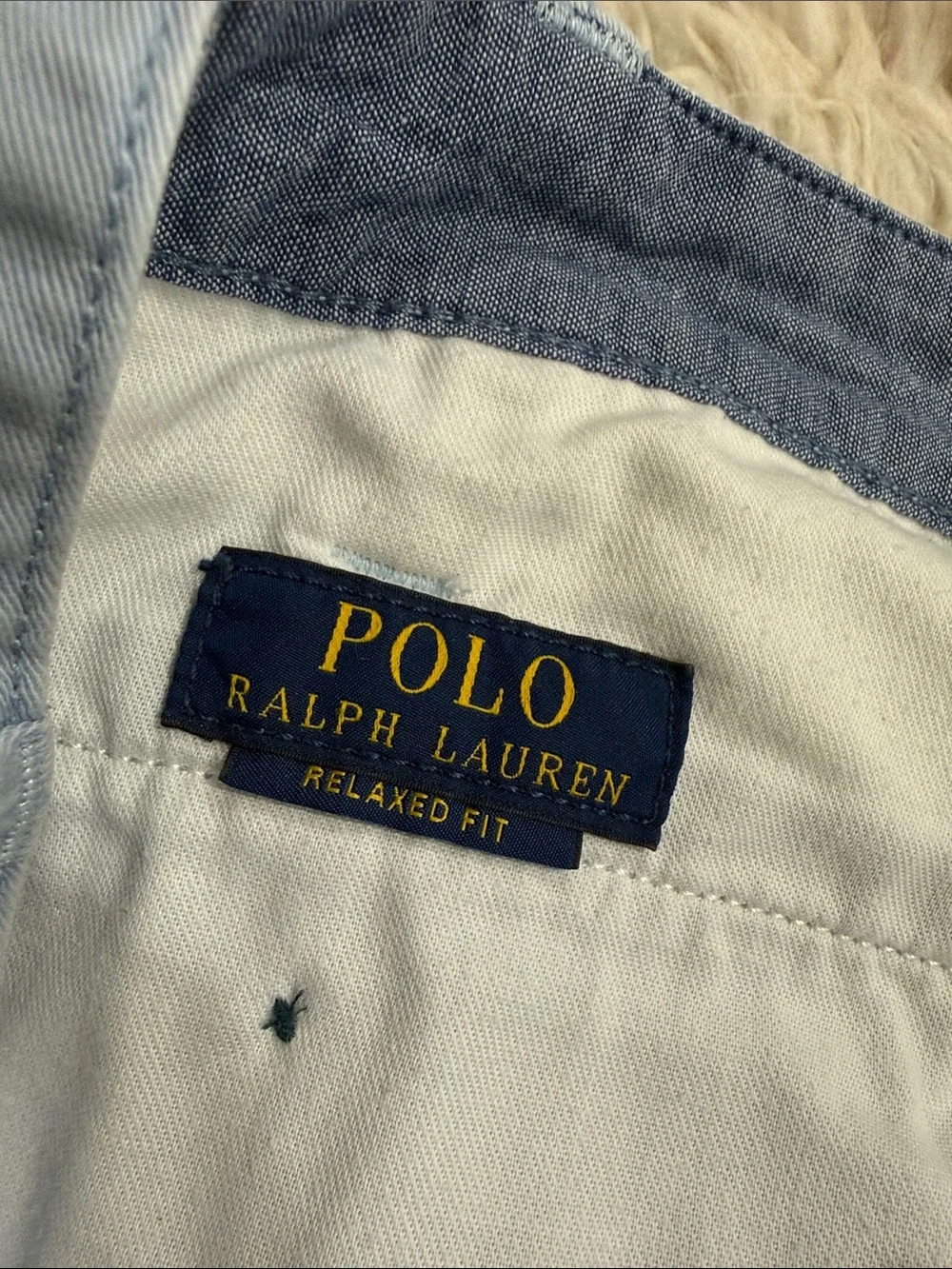 Men’s Polo Ralph Lauren 9.5” Relaxed-Fit Chino baby blue‎ shorts size 34 Preppy